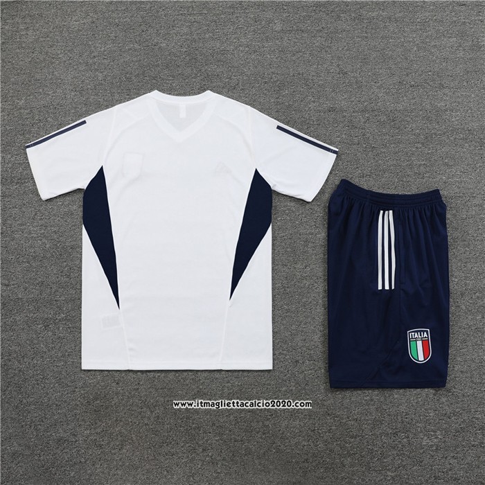 Tuta da Track Italia Manica Corta 2023 2024 Bianco - Pantalon Corto